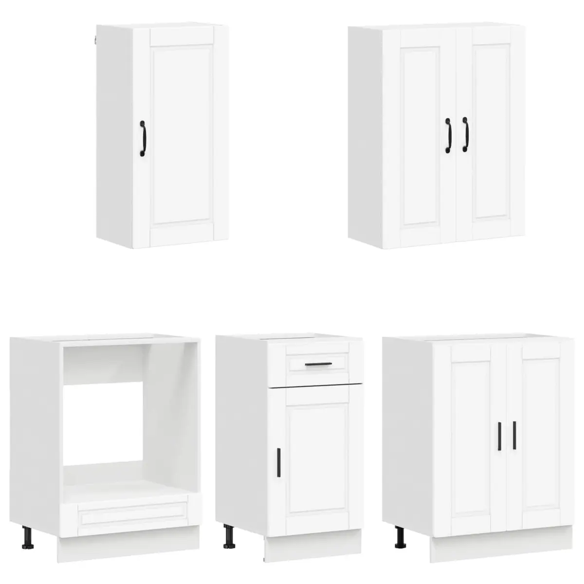 Kitchen Unit 5 Piece White Engineered Wood Cabinet Storage Furniture Modern