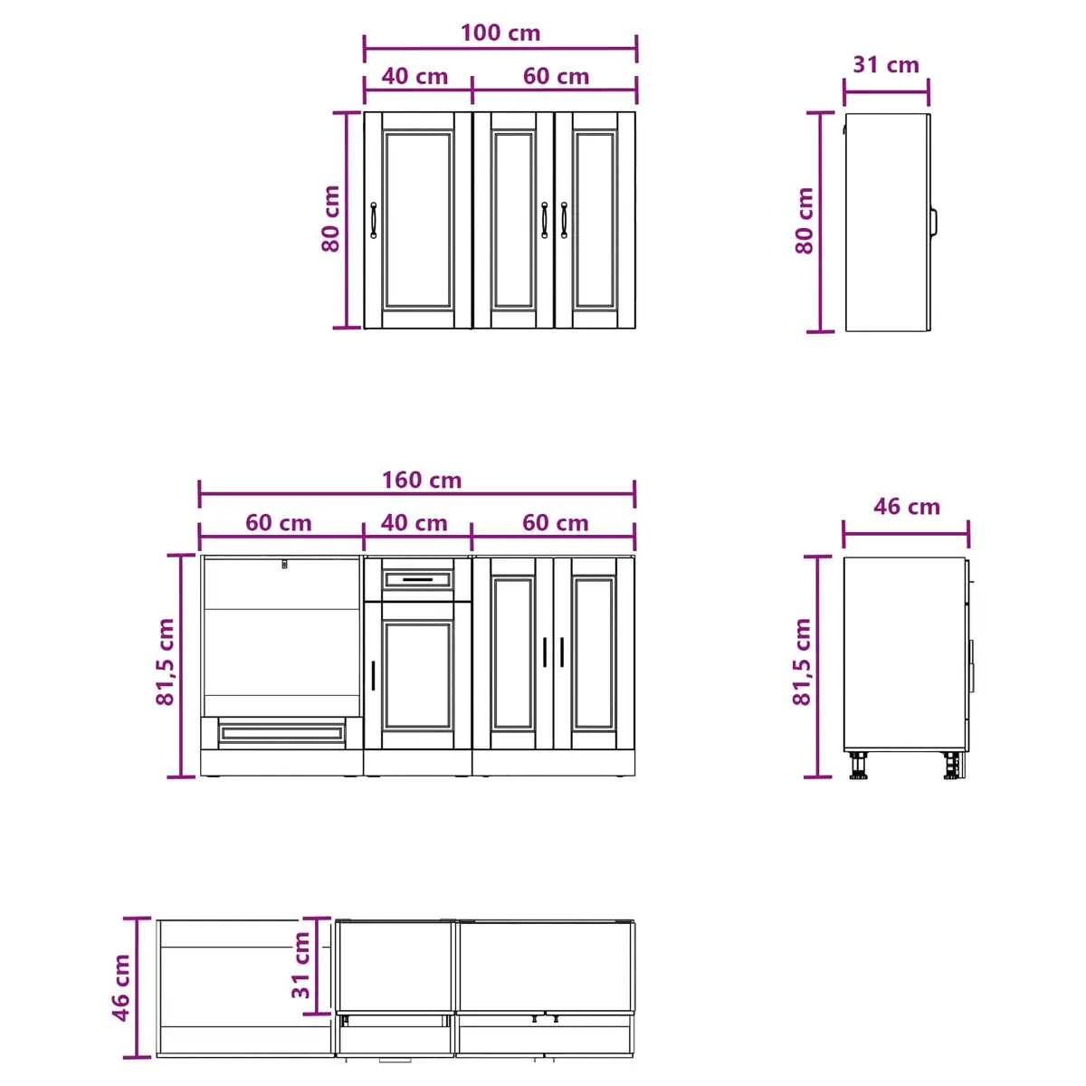 Kitchen Cabinet Unit 5 Piece High Gloss White Engineered Wood Storage Solution