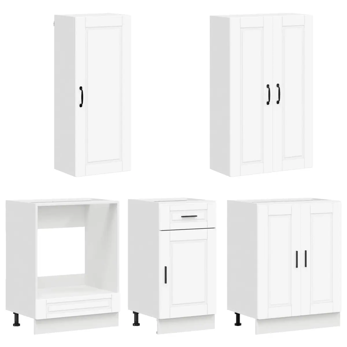 Kitchen Unit 5 Piece White Engineered Wood Cabinet Storage Furniture