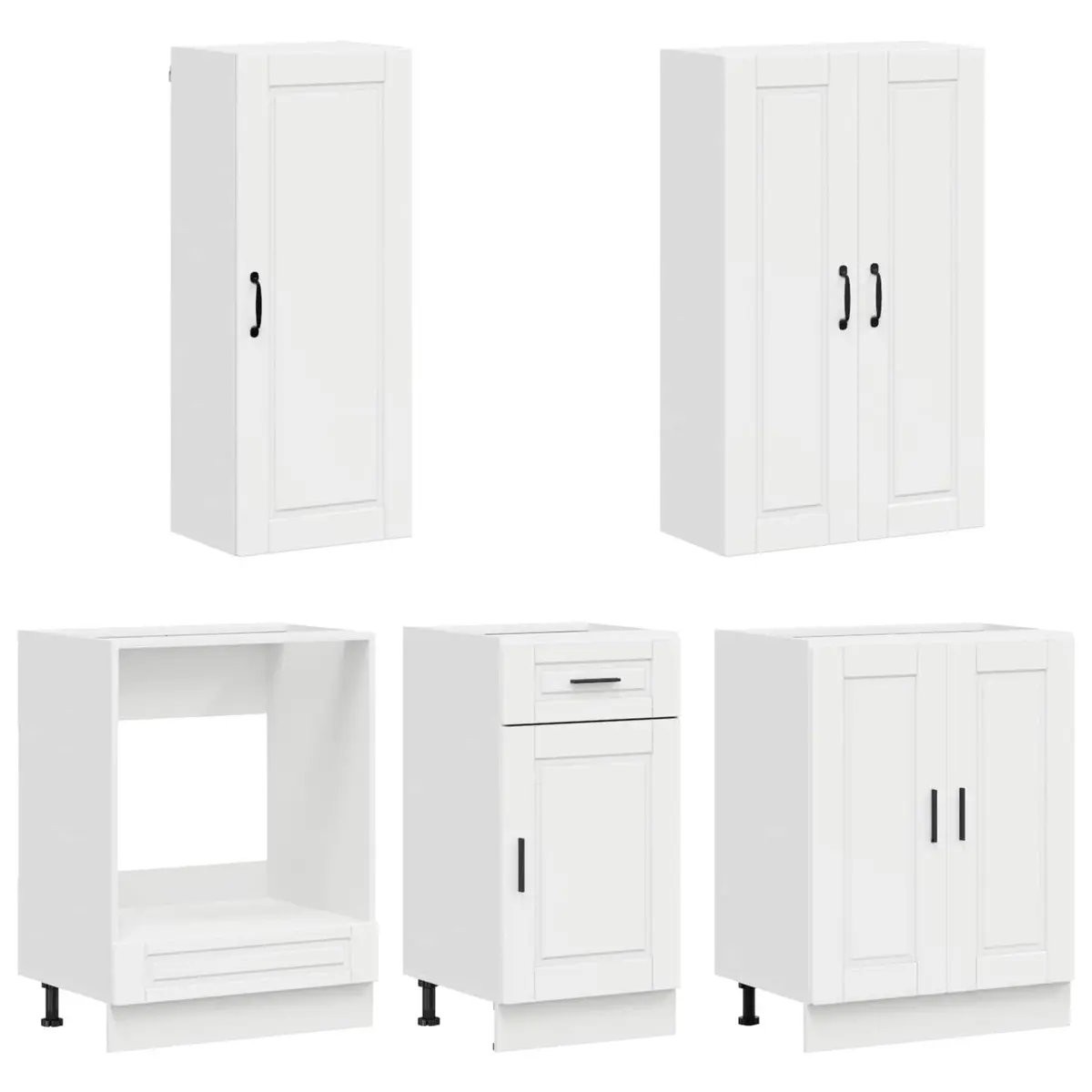 Kitchen Cabinet Storage Unit 5 Piece High Gloss White Engineered Wood