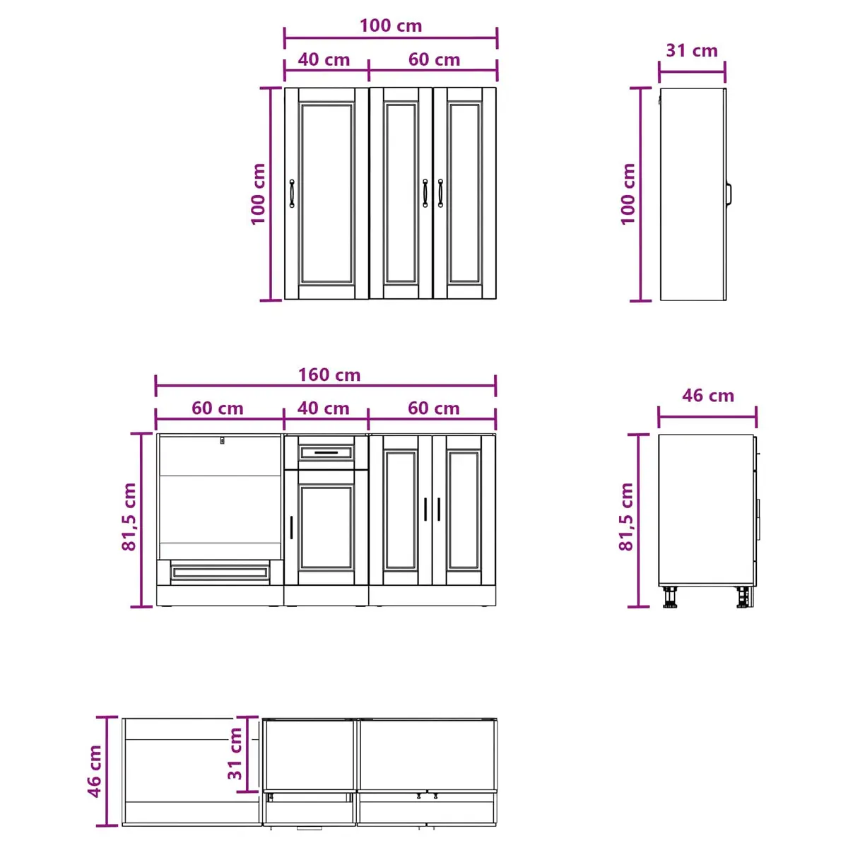 Kitchen Cabinet Storage Unit 5 Piece High Gloss White Engineered Wood