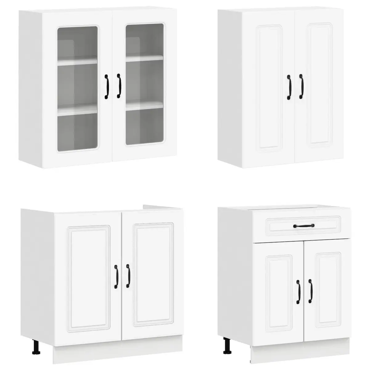 Kitchen Cabinet Unit Storage 4 Piece White Engineered Wood