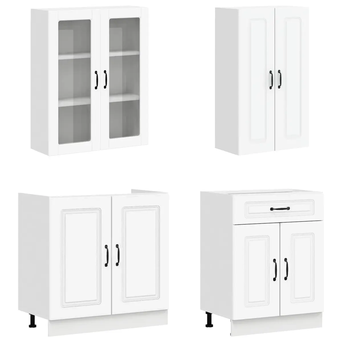 Kitchen Cabinet Unit Storage 4 Piece White Engineered Wood