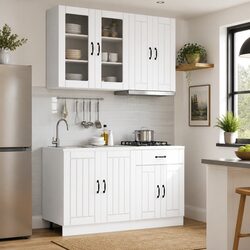 Practical 4 Piece Kitchen Cabinet Unit in Elegant White