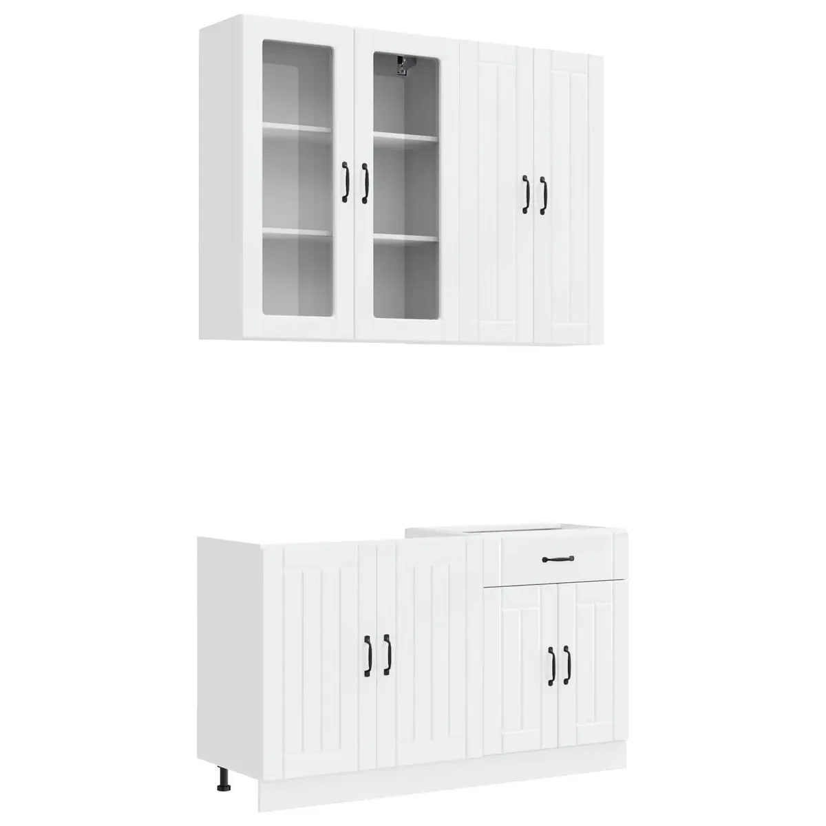 Kitchen Unit 4 Piece High Gloss White Engineered Wood Cabinet Storage Worktop