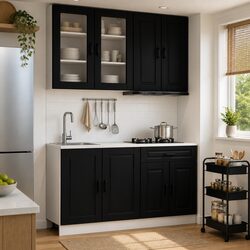 Black PORTO Kitchen Unit: 4 Pieces of Storage Convenience