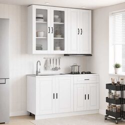 Practical High Gloss White Kitchen Cabinet Set