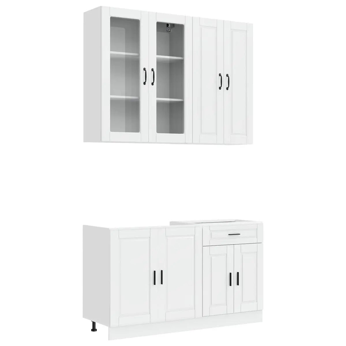 Kitchen Unit 4 Piece Storage Cabinet Engineered Wood High Gloss White