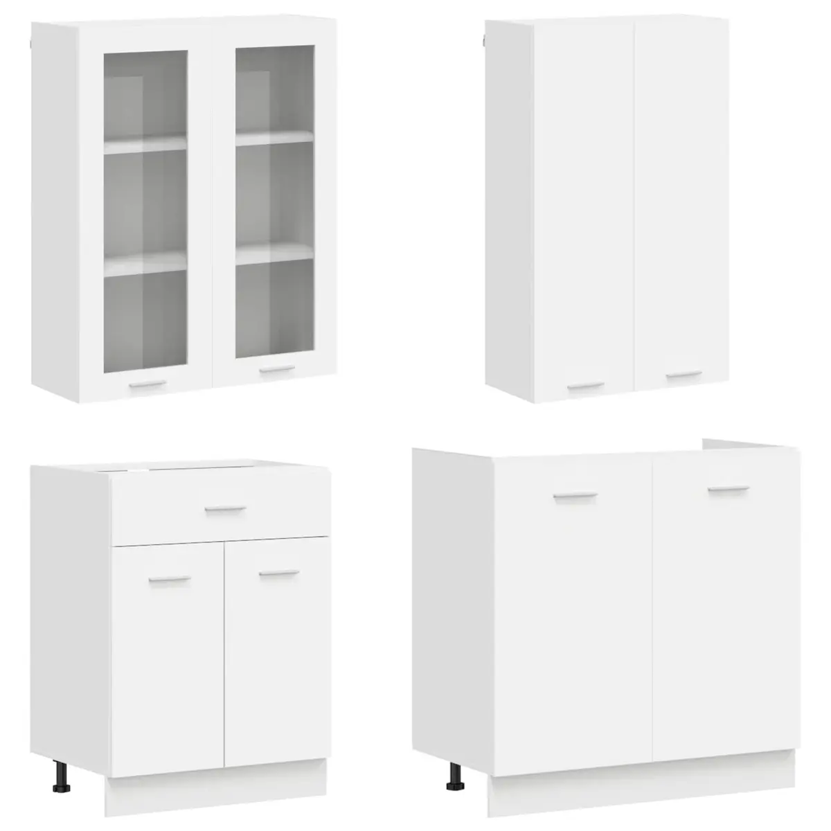 Kitchen Unit LYON 4 Piece White Engineered Wood Storage Cabinet Set Furniture
