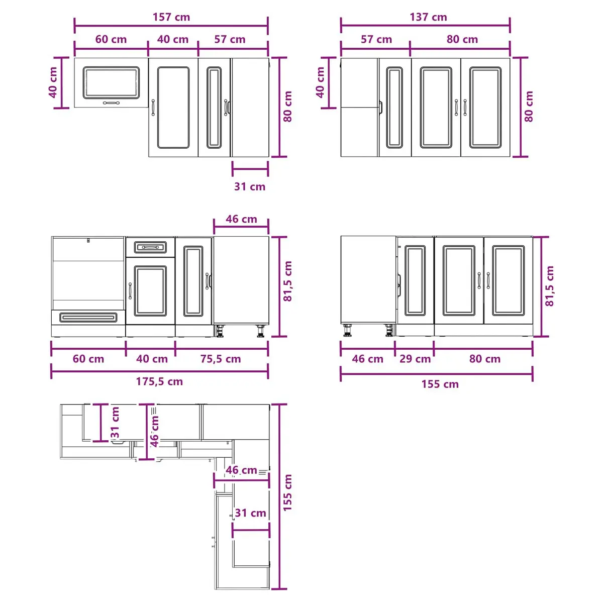 White Engineered Wood Kitchen Cabinet Unit