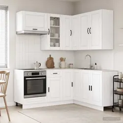 PORTO High Gloss White Kitchen Cabinet - 8-Piece Set