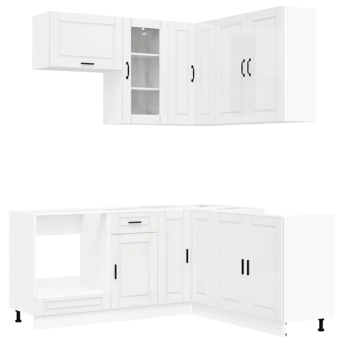 Kitchen Cabinet Unit 8 Piece High Gloss White Engineered Wood Storage
