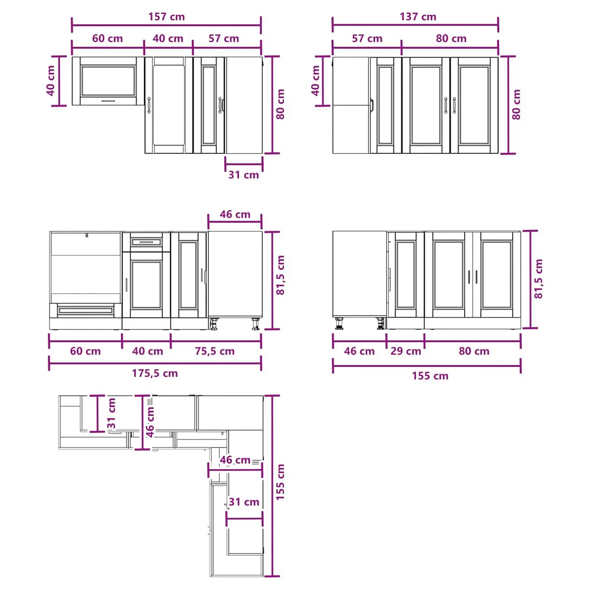 Kitchen Cabinet Unit 8 Piece High Gloss White Engineered Wood Storage