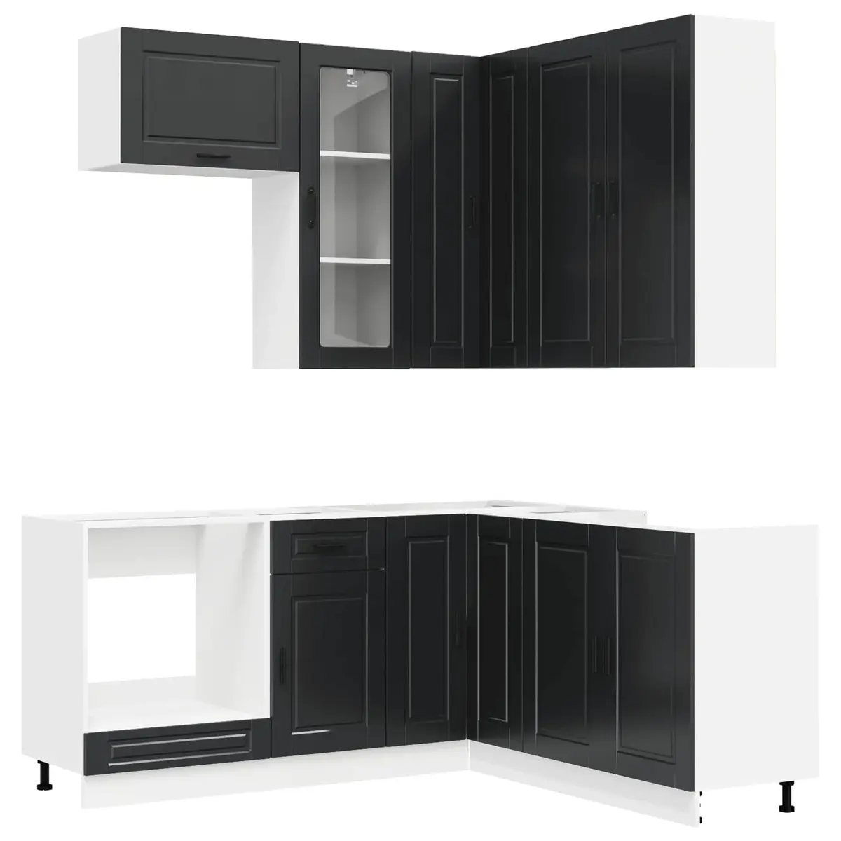 8-Piece Modern Kitchen Cabinet in Black