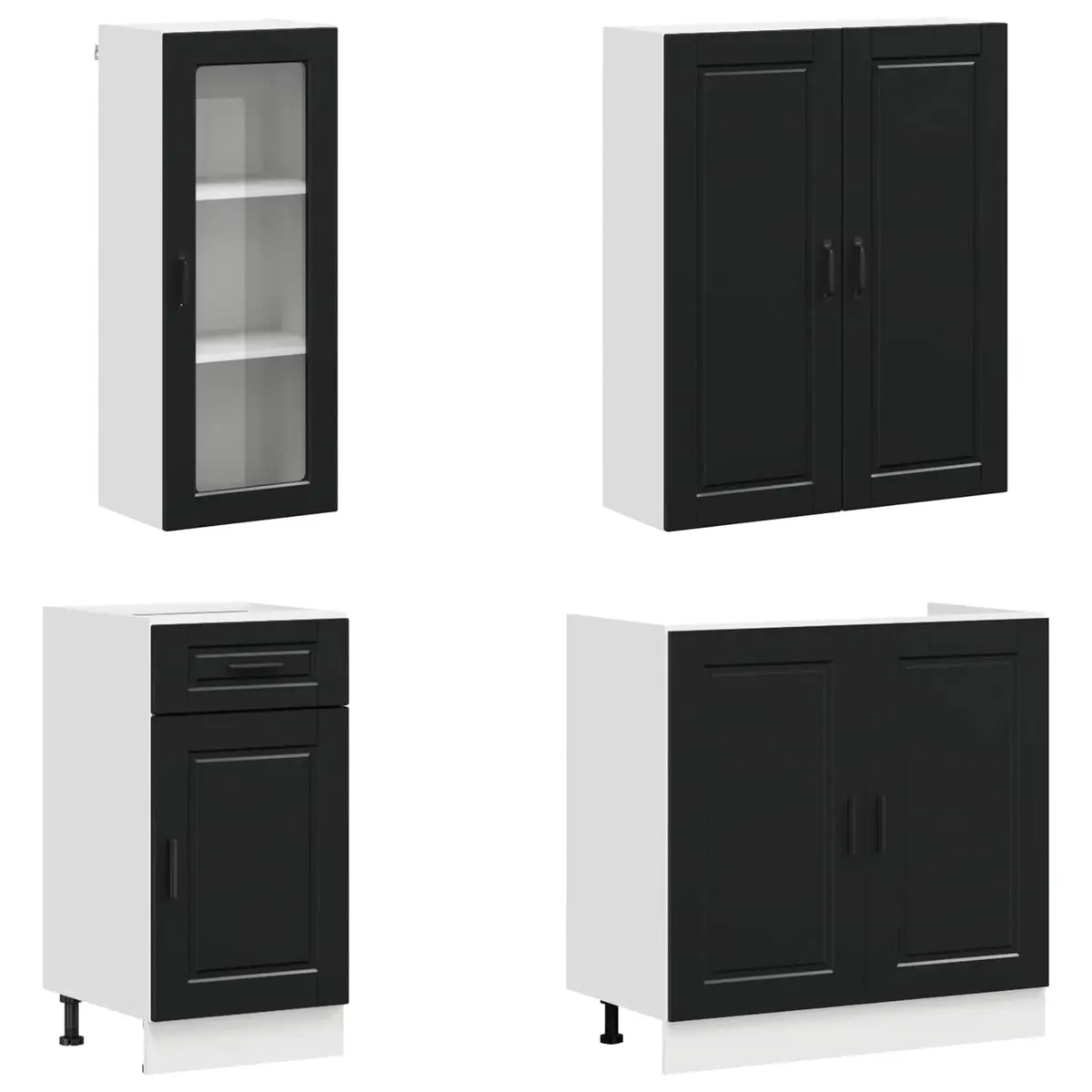 8-Piece Modern Kitchen Cabinet in Black