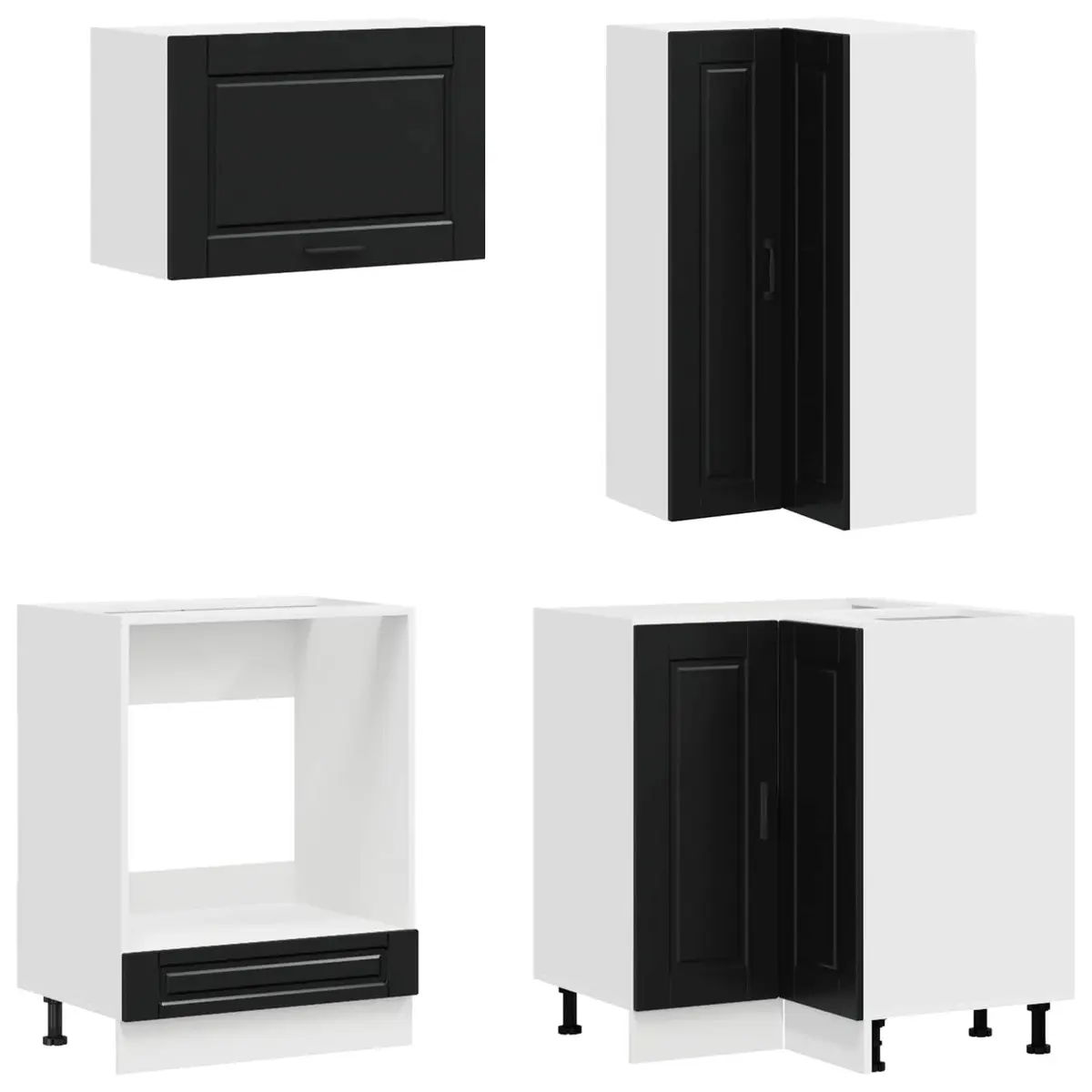 8-Piece Modern Kitchen Cabinet in Black