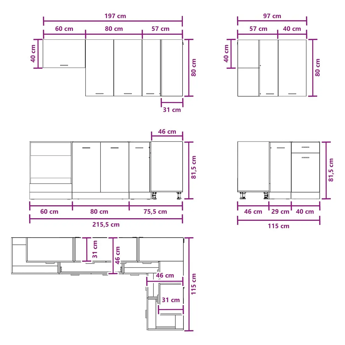8-Piece Kitchen Cabinet Unit for Lasting Organization