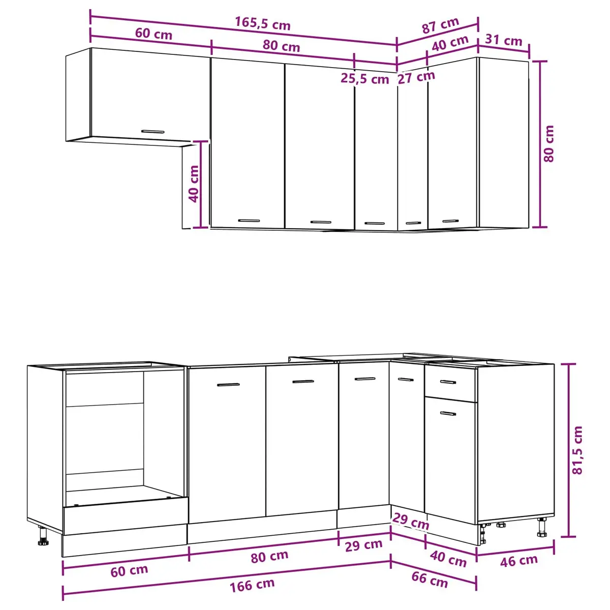 8-Piece Kitchen Cabinet Unit for Lasting Organization