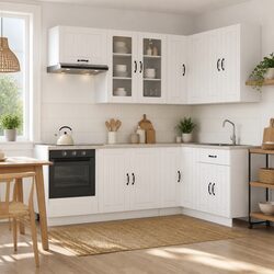 Kitchen Unit 8 Pieces White Modern Cabinet Storage Engineered Wood Adjustable