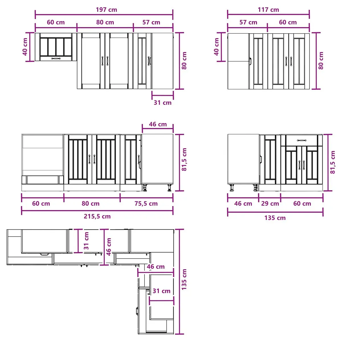 Kitchen Unit 8 Pieces White Modern Cabinet Storage Engineered Wood Adjustable