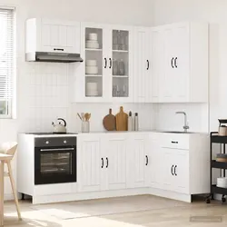 Durable 8 Piece High Gloss White Kitchen Cabinet Unit
