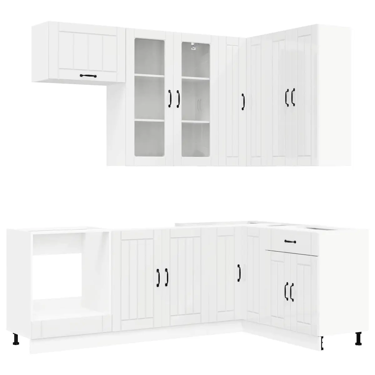 8 Piece High Gloss White Kitchen Cabinet Unit