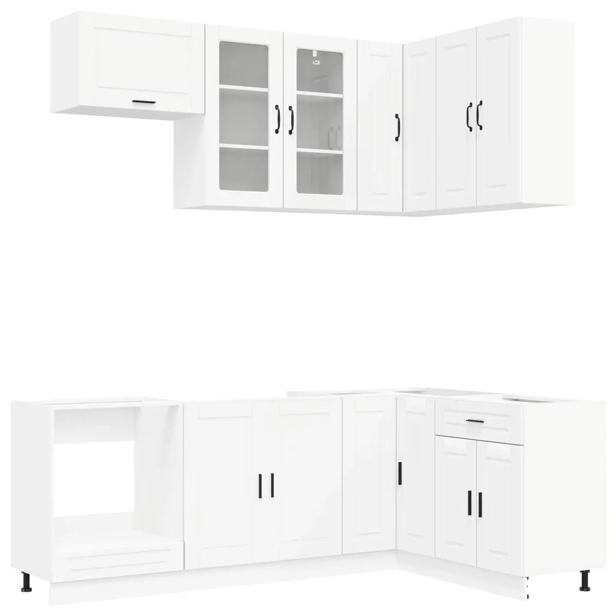 Kitchen Cabinet Unit 8 Piece Modern Storage Cupboard White Engineered Wood