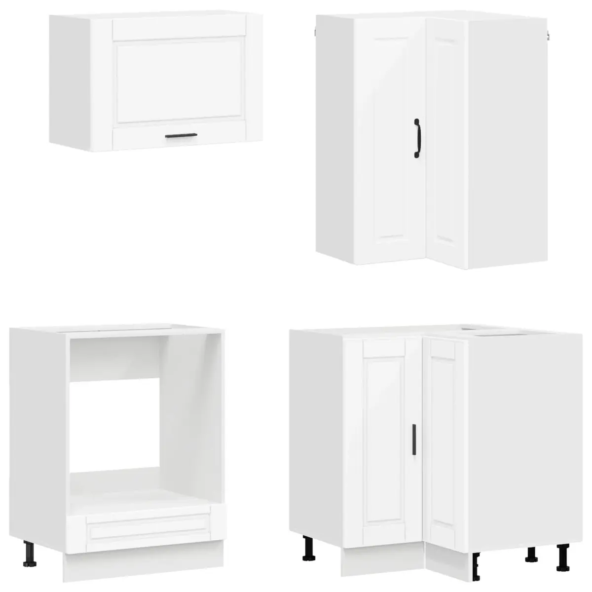 Kitchen Cabinet Unit 8 Piece Modern Storage Cupboard White Engineered Wood