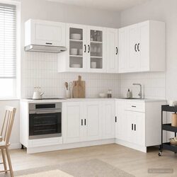 Reliable 8-Piece Kitchen Storage Unit in Glossy White