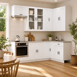 Reliable 8-Piece White Kitchen Cabinet Unit for Your Home
