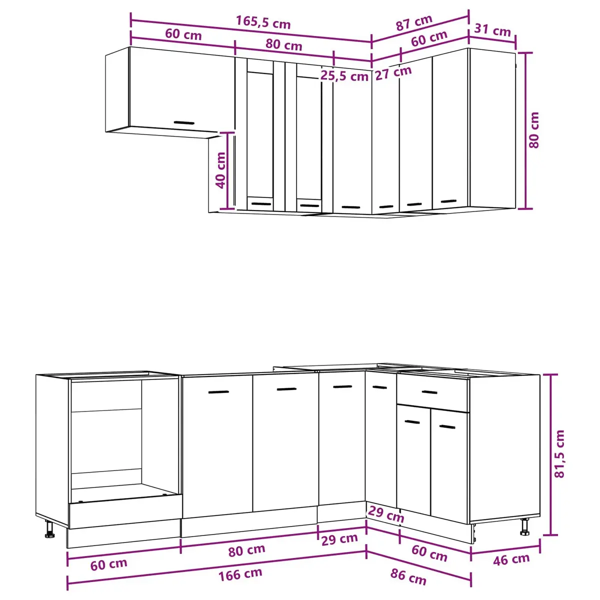 8-Piece Kitchen Cabinet Set in White