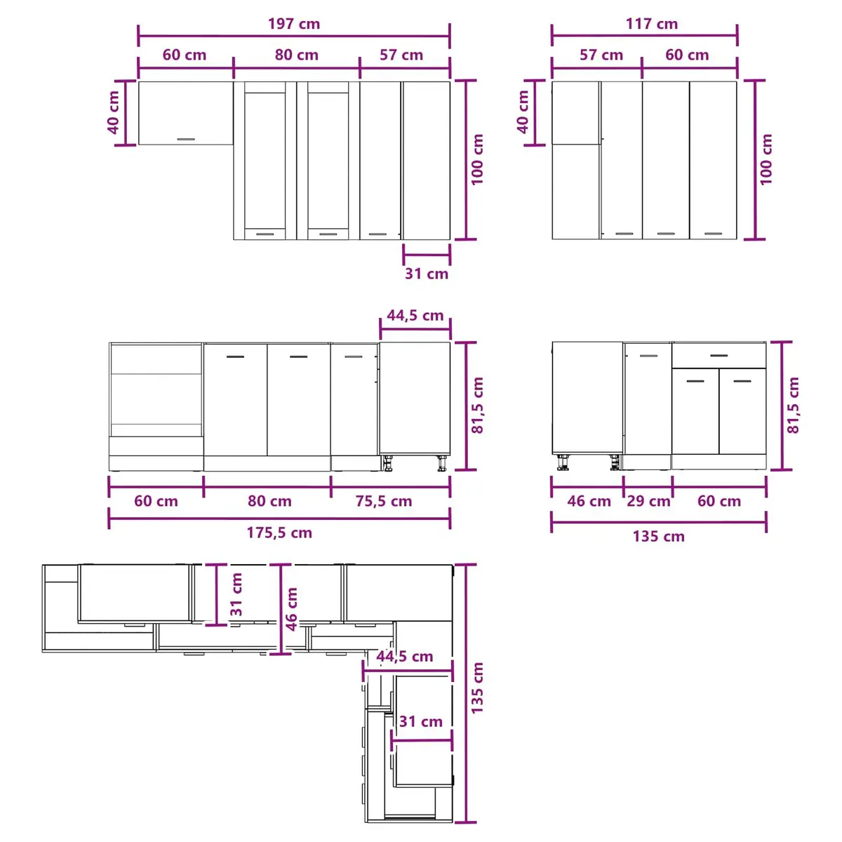 8-Piece Modern Kitchen Cabinet Unit