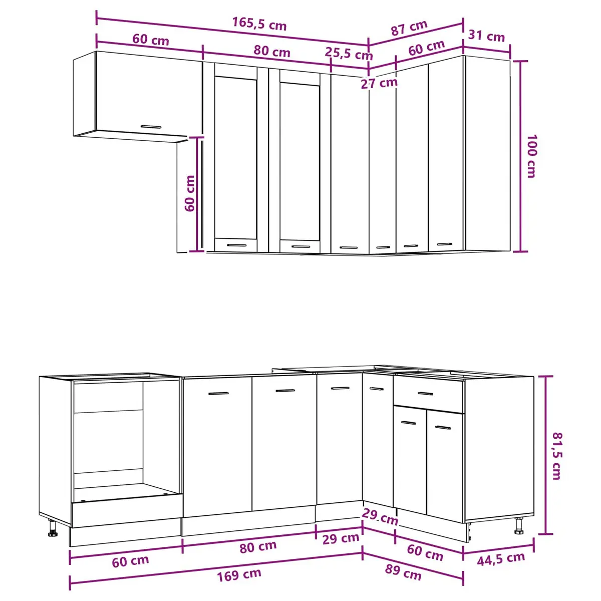8-Piece Modern Kitchen Cabinet Unit