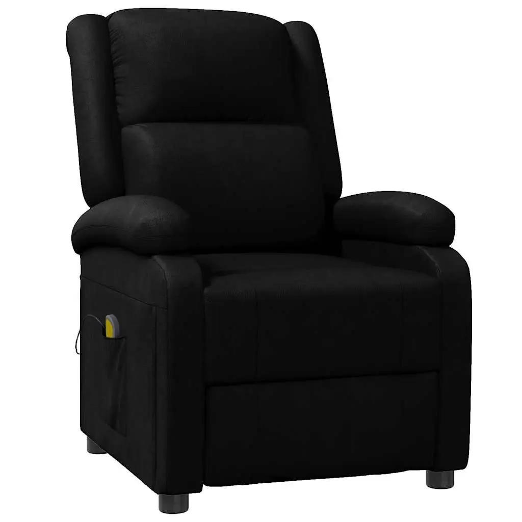 Reclining Electric Massage Chair Vibration 6 Points Black Faux Leather
