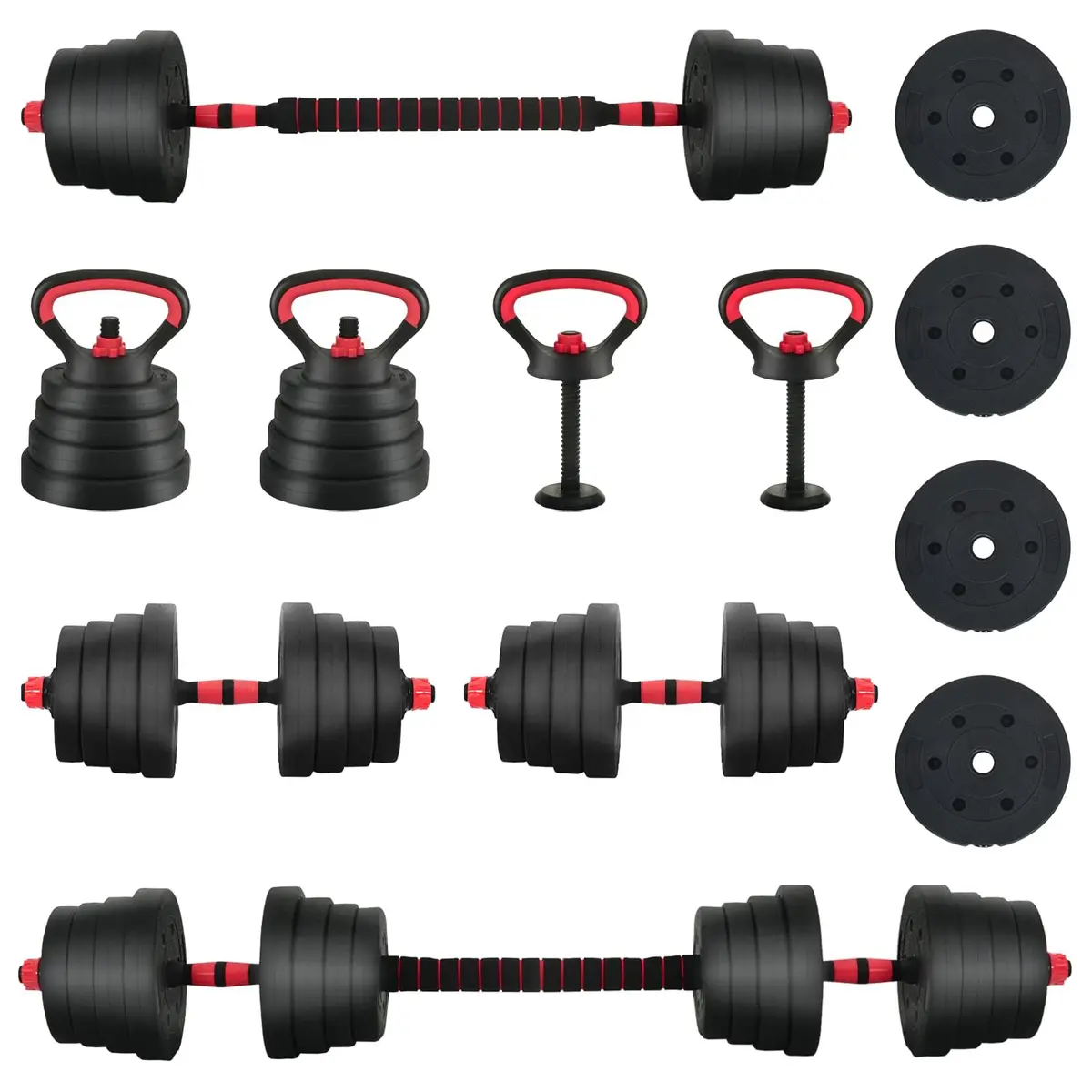 4-in-1 Adjustable Dumbbell Set Home Gym Weightlifting 40kg Black