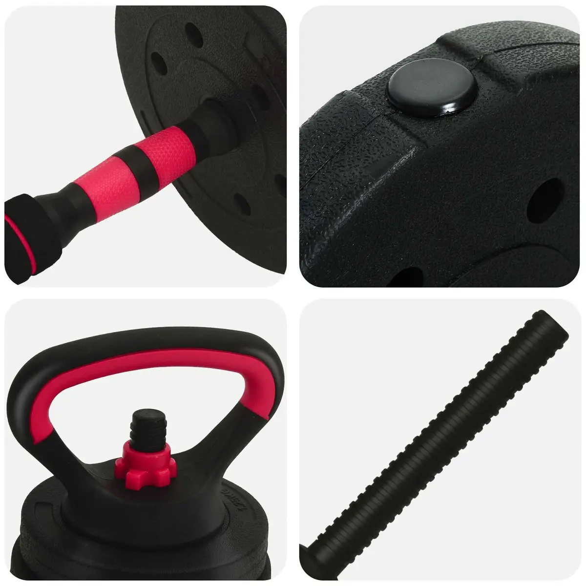 4-in-1 Adjustable Dumbbell Set Home Gym Weightlifting 40kg Black
