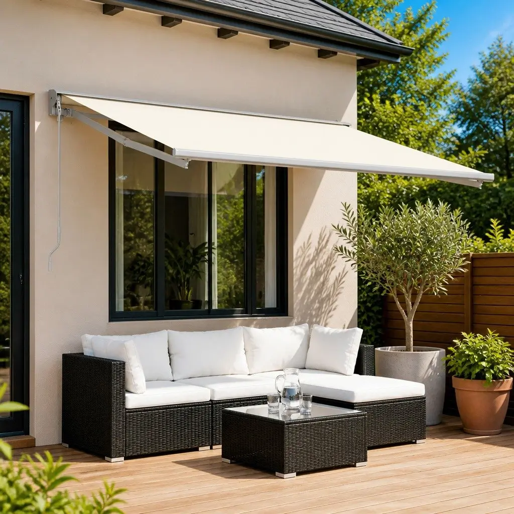 Awning Replacement Fabric Outdoor Shade 500 x 350 cm Cream Polyester