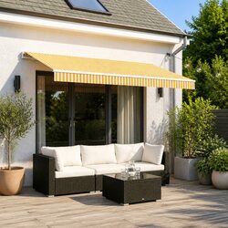 Reliable Yellow White Awning Fabric with Easy Maintenance