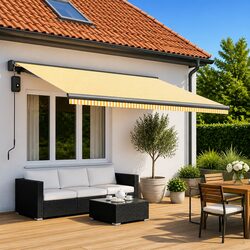 Affordable Yellow White Awning Fabric with Easy Maintenance