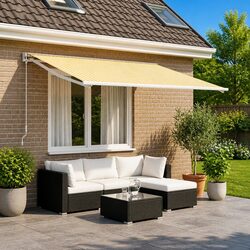 Reliable Yellow White Awning Fabric 450 x 350 cm for Outdoor Use