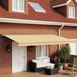 Reliable Yellow White Awning Replacement Fabric 500 x 300 cm