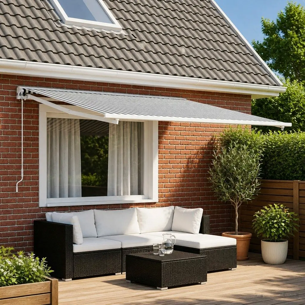 Replacement Fabric for Awnings UV Resistant Weatherproof 250 cm x 300 cm Anthracite White