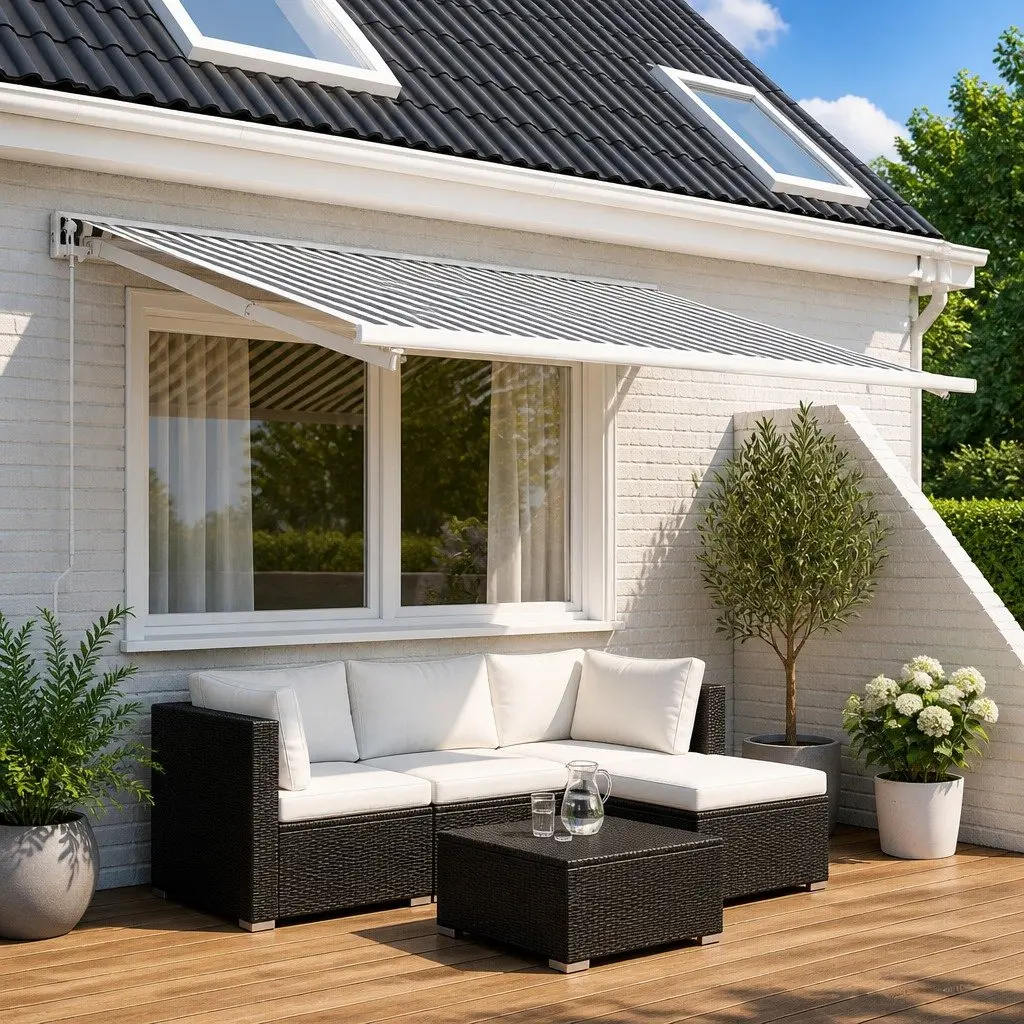 Replacement Awning Fabric UV Weather Resistant 350 x 250 cm Anthracite White