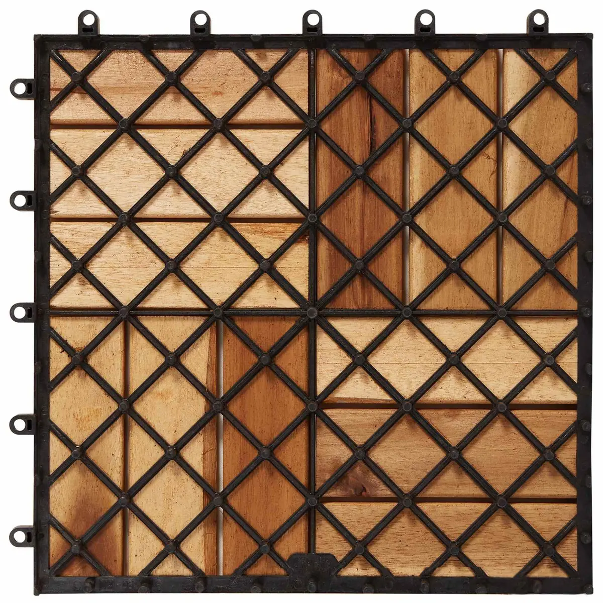 Decking Tiles Interlocking Outdoor 30x30cm Brown Acacia Hardwood