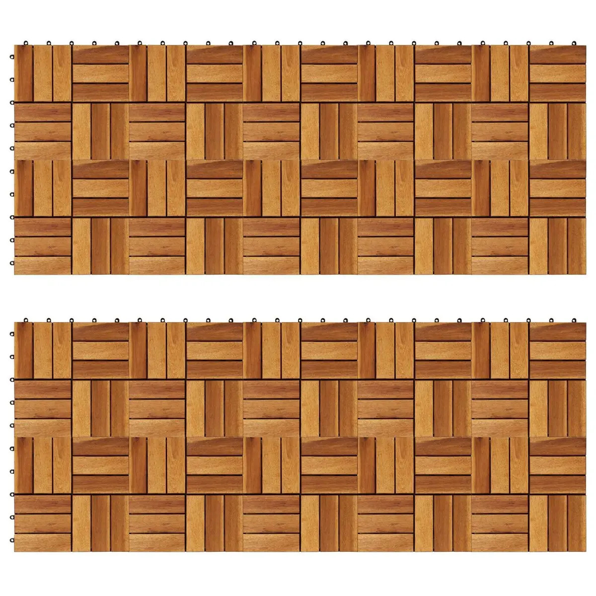 Decking Tiles Interlocking Outdoor 30x30cm Brown Acacia Hardwood