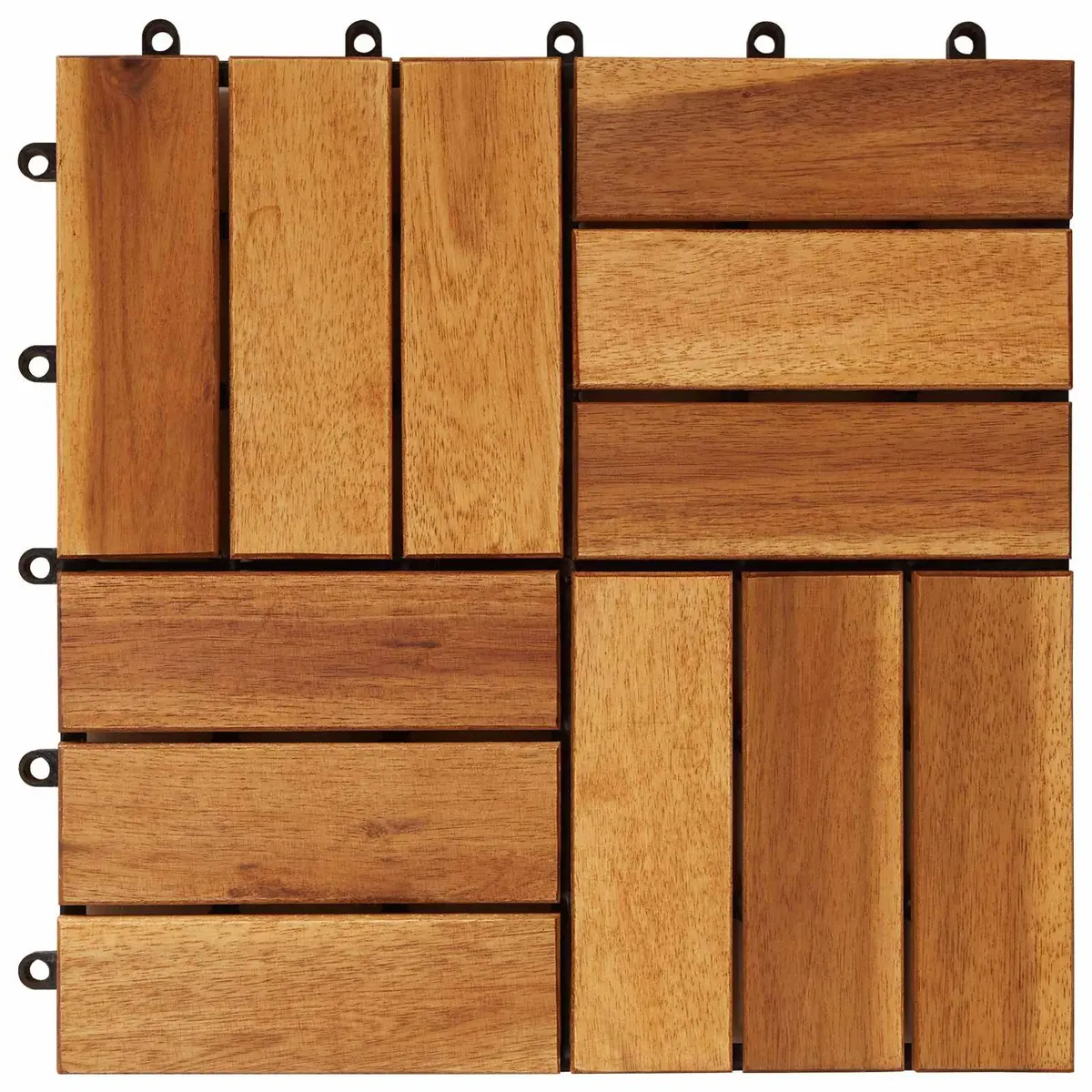 Decking Tiles Interlocking Outdoor 30x30cm Brown Acacia Hardwood