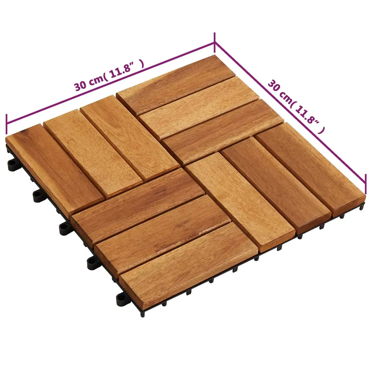 Decking Tile Interlocking 30x30cm Brown Acacia Hardwood