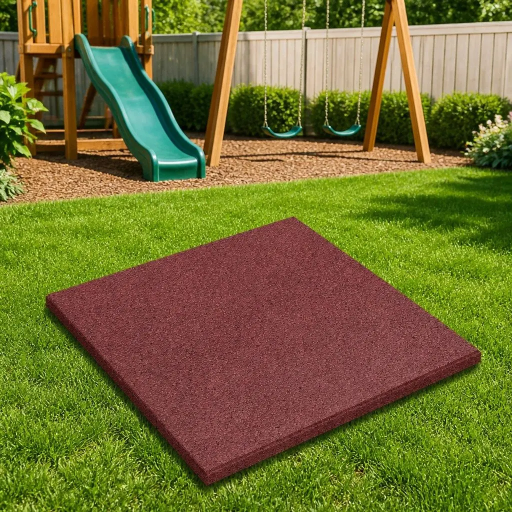 Fall Protection Tiles Outdoor Safety Flooring 50 x 50 cm Red 18 Piece