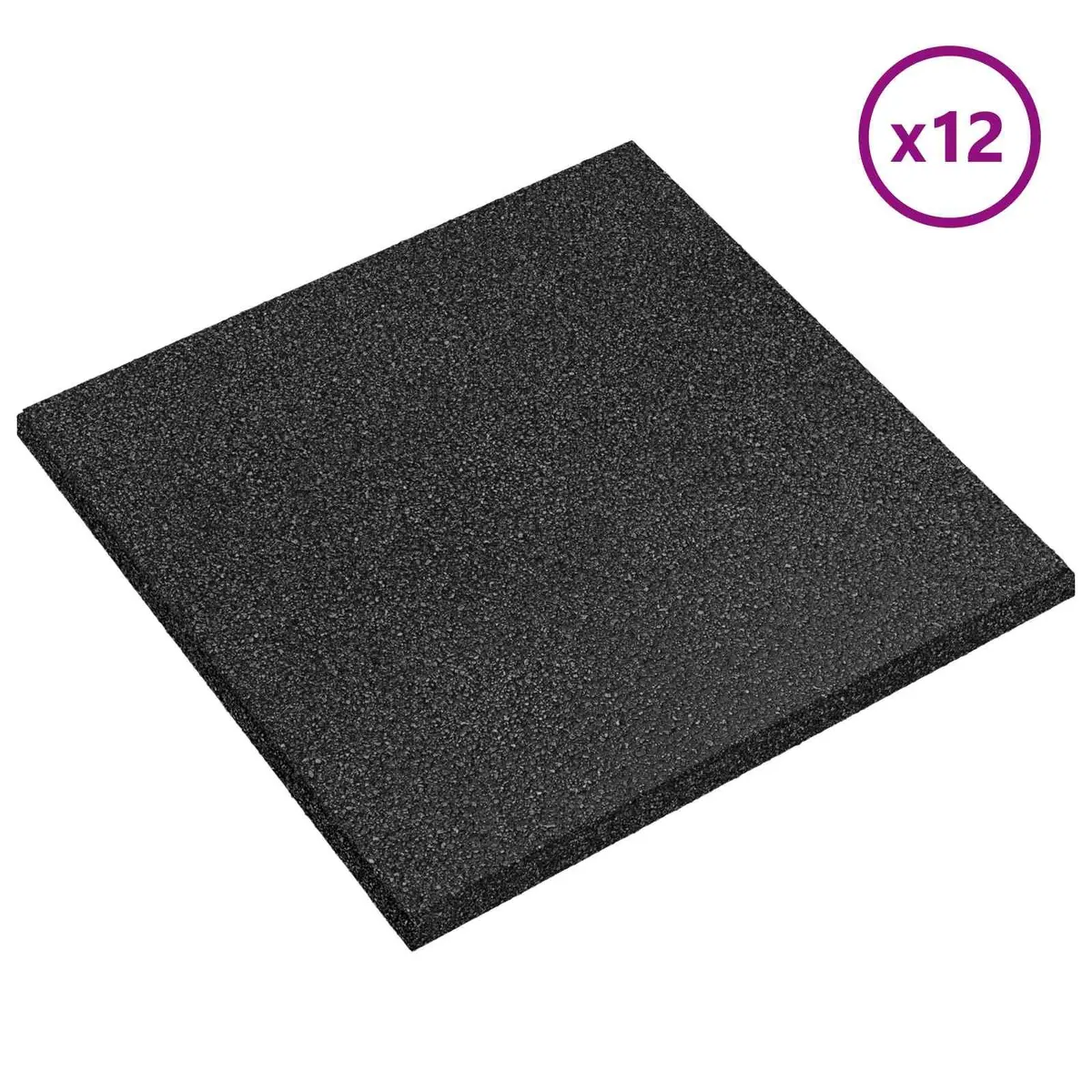 Fall Protection Tiles Outdoor Flooring 50 x 50 cm 3 cm Thick Black Rubber Garden Play Area Safety
