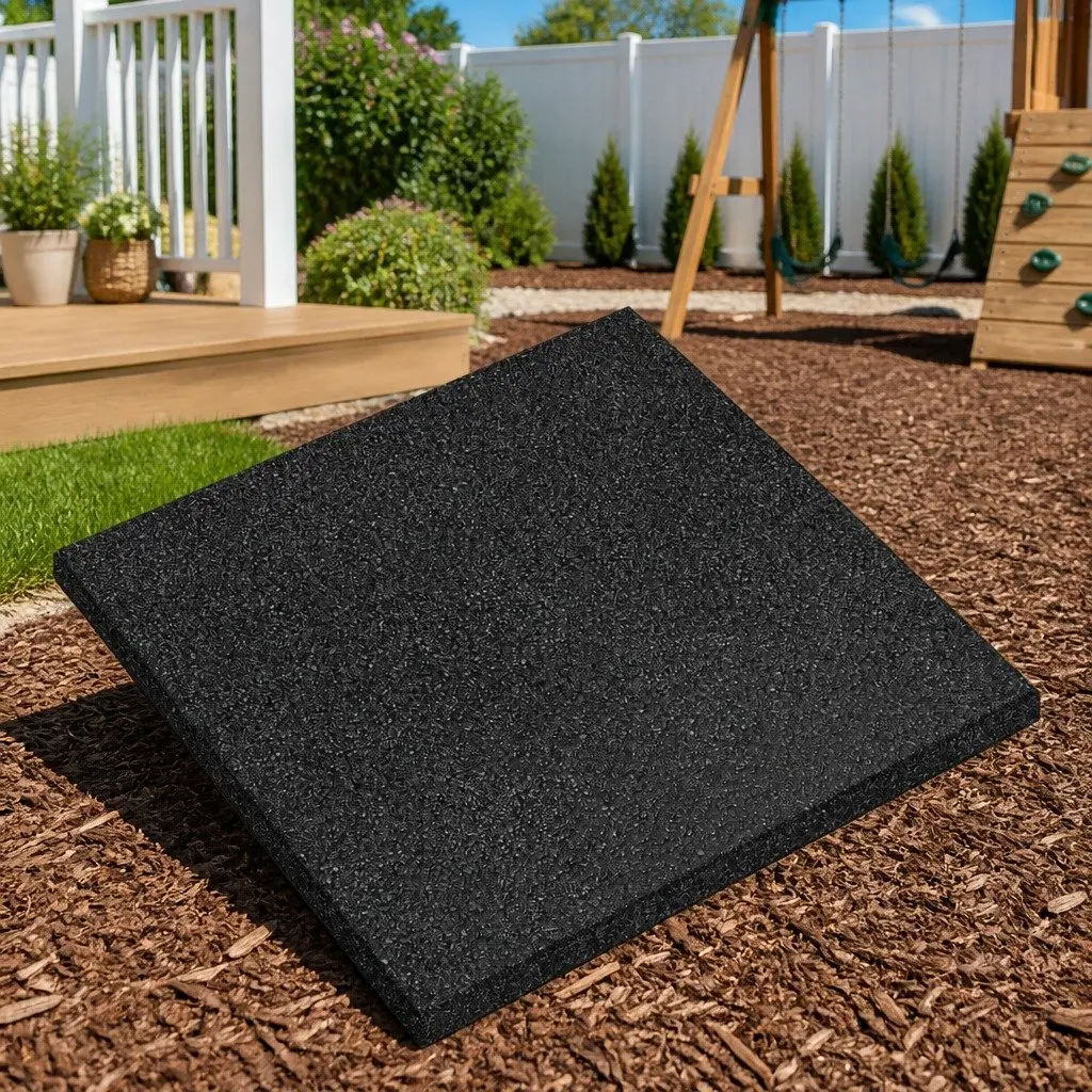 Fall Protection Tiles Outdoor Garden Flooring 50 x 50 cm Black 24 Piece